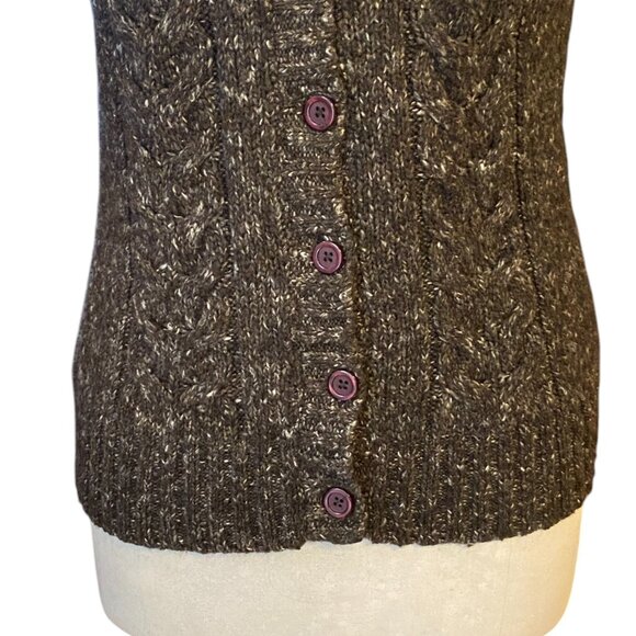 LL Bean Wool Cable Knit Sweater Vest Brown Fisherman Preppy Outdoorsy Heritage-M - Picture 5 of 12